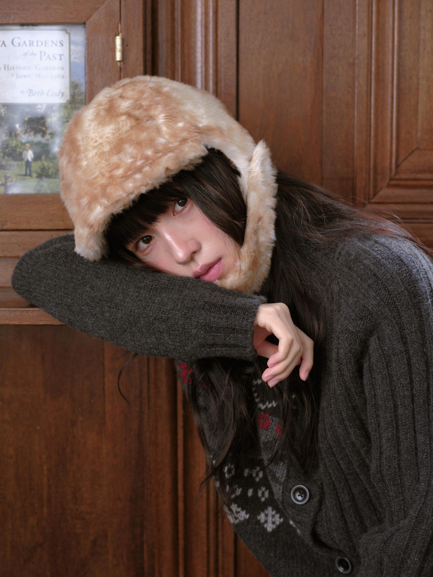 DKZ OFFICIAL Camel Retro Plush Deer Visor Women&