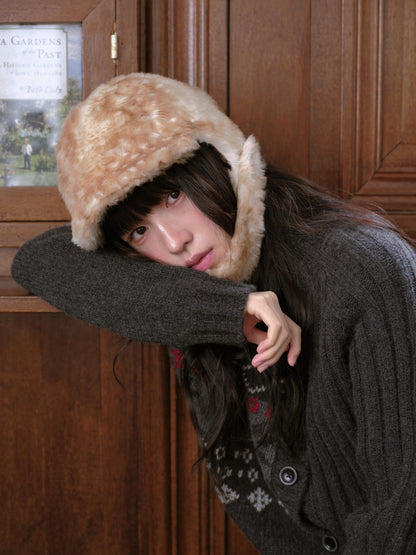 DKZ OFFICIAL Camel Retro Plush Deer Visor Women&