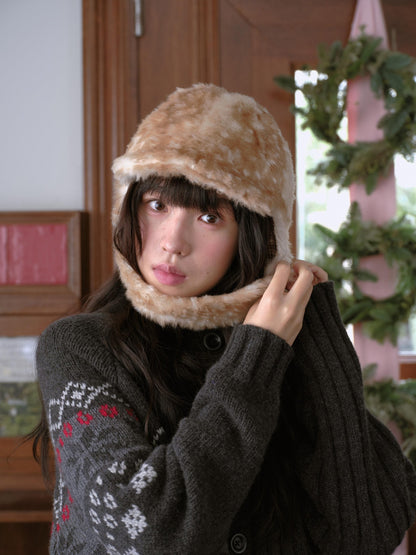 DKZ OFFICIAL Camel Retro Plush Deer Visor Women&