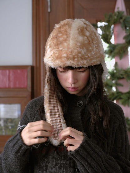 DKZ OFFICIAL Camel Retro Plush Deer Visor Women&