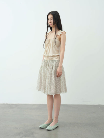 DKZ OFFICIAL Camel Ruffle Pleated Cropped Strappy Straight Women&