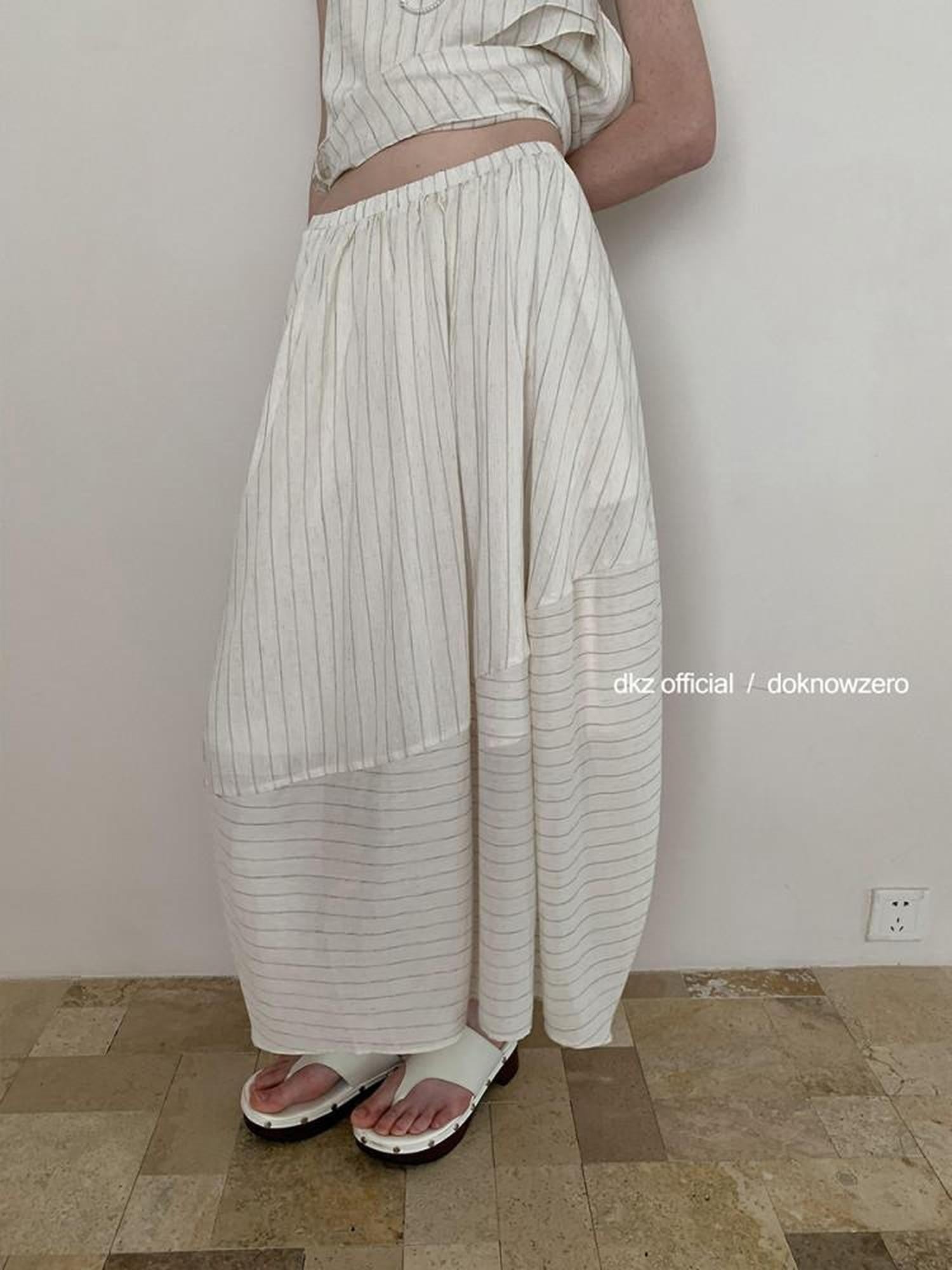 DKZ OFFICIAL Camel Striped Asymmetrical Women&