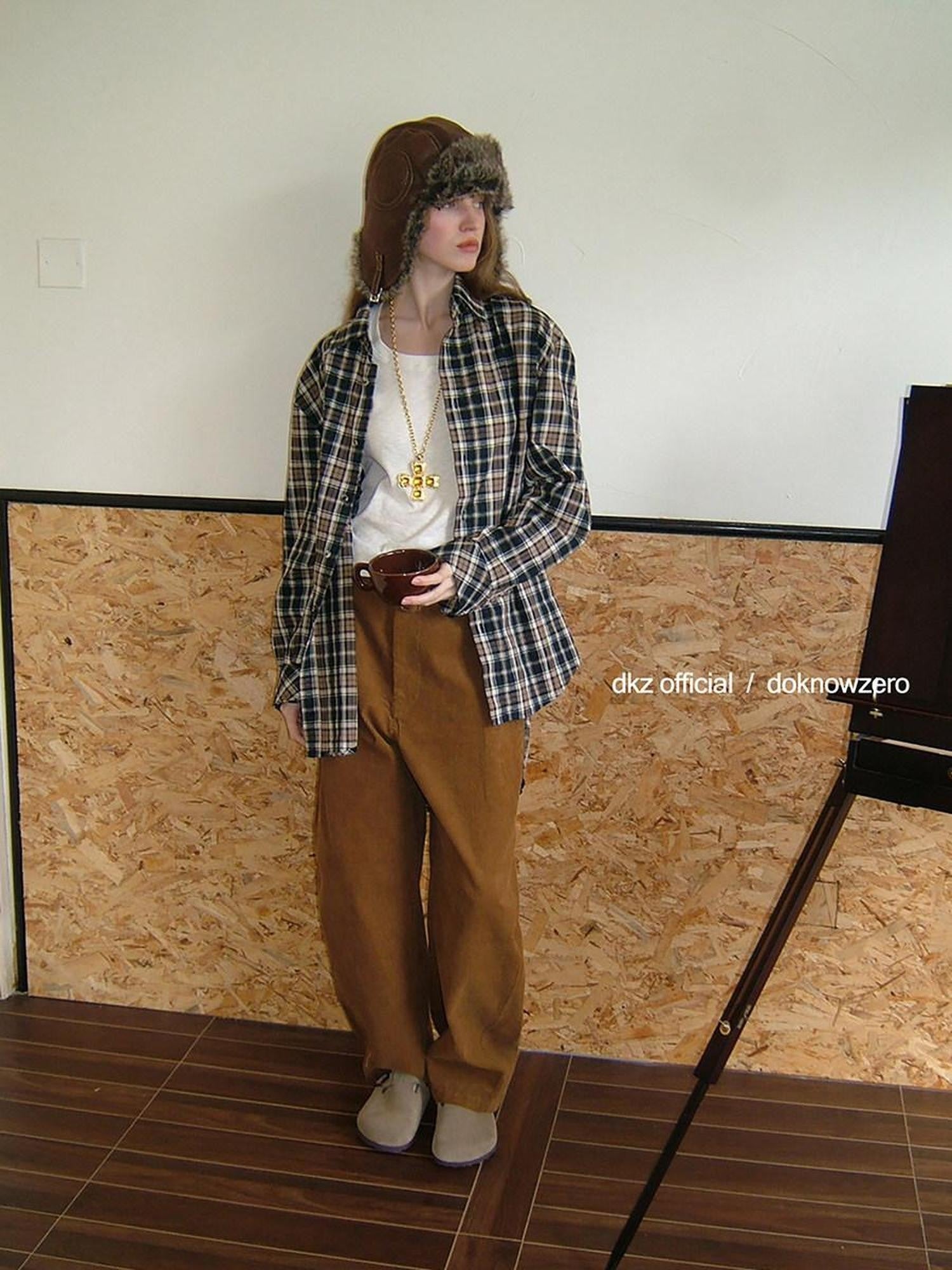 DKZ OFFICIAL Caramel Corduroy Belted Curved Leg Pocket Women&