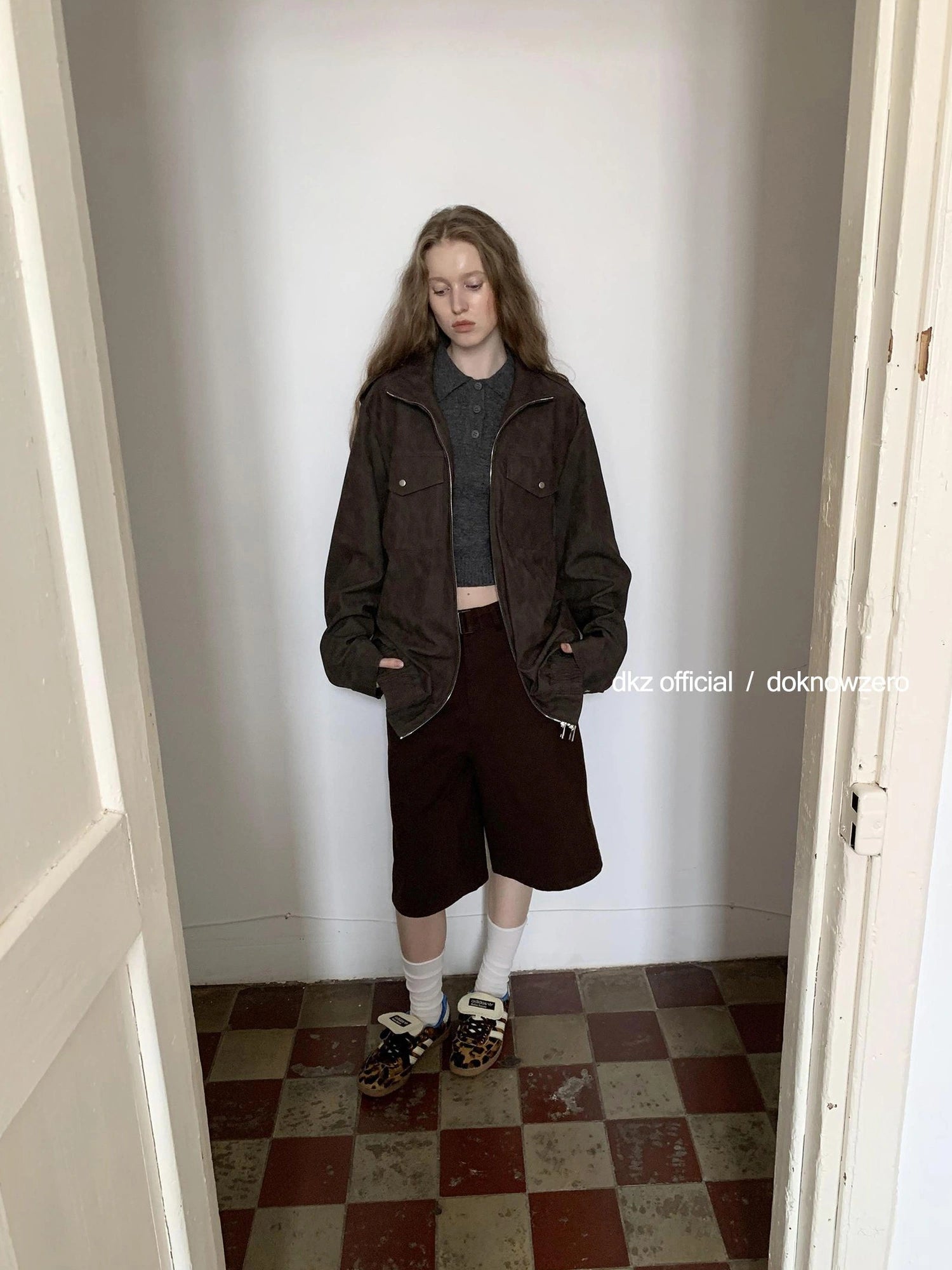 DKZ OFFICIAL Caramel Textured Pu Leather Jacket Loose Fit Retro Style