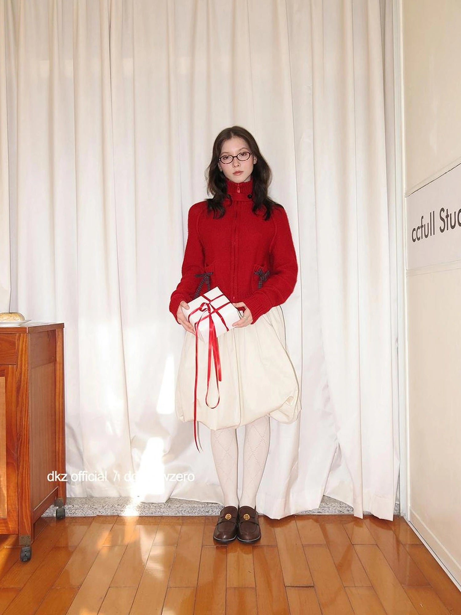 DKZ OFFICIAL Christmas Red Knit Cardigan With Bow For Women Cozy Winter Sweater