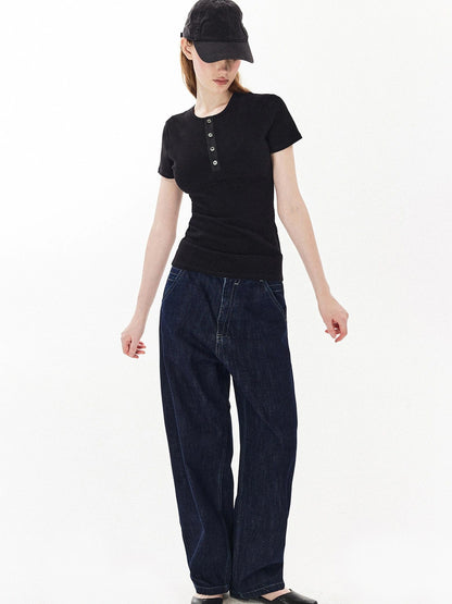 DKZ OFFICIAL Classic Henley Neck Women&