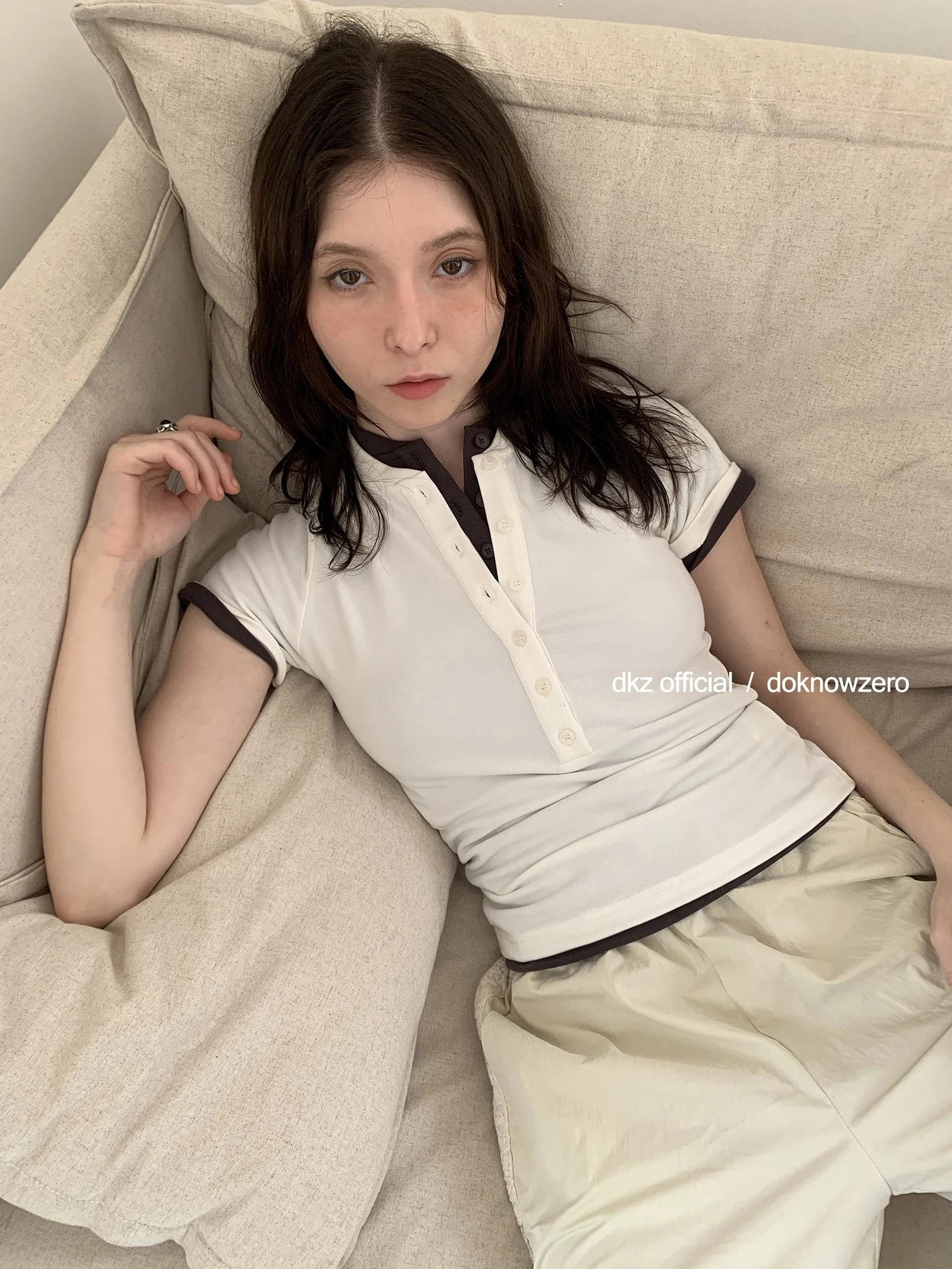 DKZ OFFICIAL Classic Summer Henley T-shirt For Women