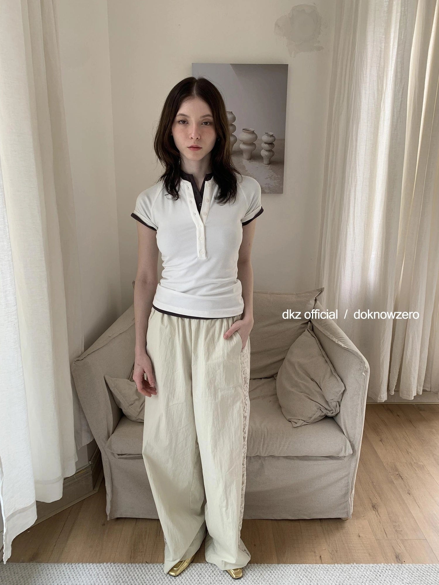 DKZ OFFICIAL Classic Summer Henley T-shirt For Women