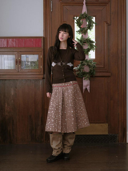 DKZ OFFICIAL Coffee Brown Vintage Argyle Knit Women&