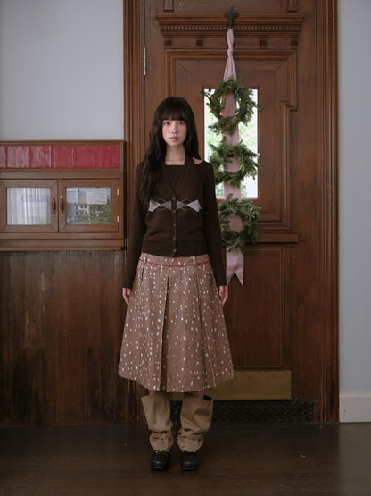 DKZ OFFICIAL Coffee Brown Vintage Argyle Knit Women&