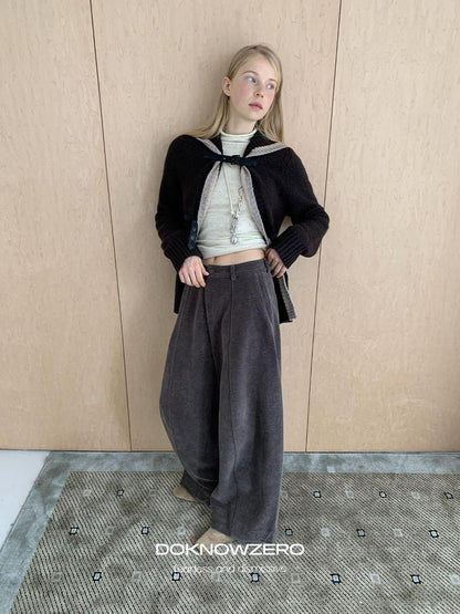 DKZ OFFICIAL Coffee Corduroy Relaxed Low Waist Pocket Curved Cut Women&