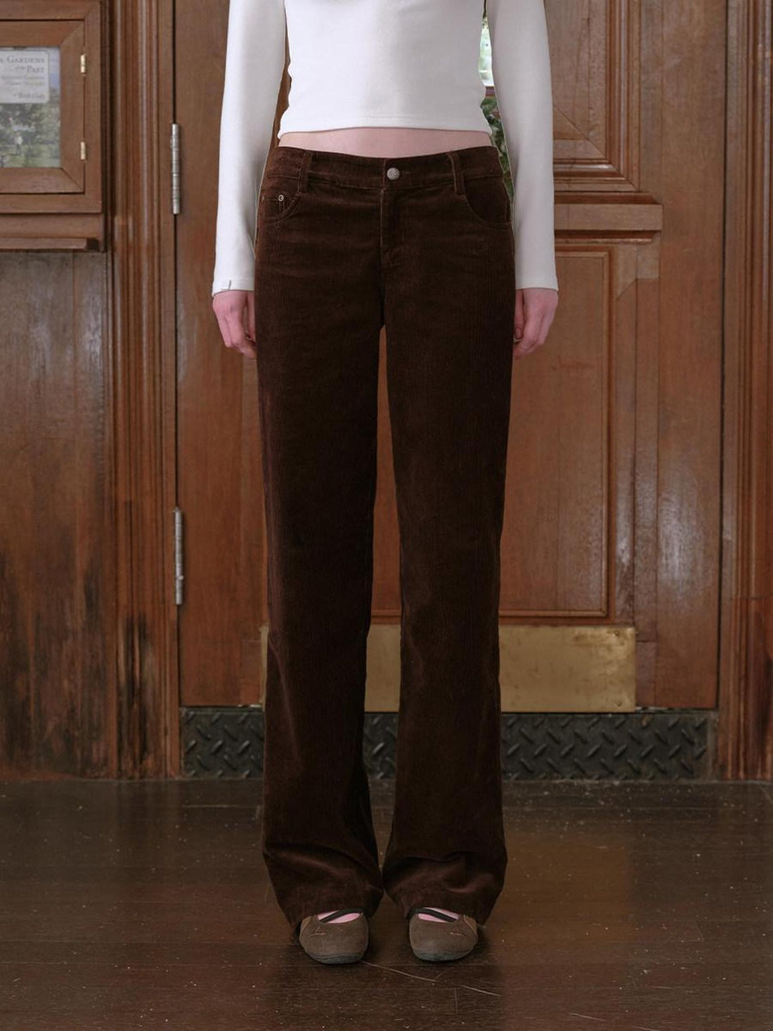 DKZ OFFICIAL Coffee Corduroy Retro Bow Pocket Women&
