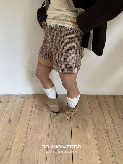 DKZ OFFICIAL Coffee Plaid Zip Pocket Straight Women&