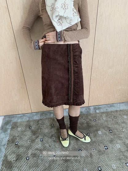 DKZ_OFFICIAL_Coffee_Suede_Lace_Patchwork_Dimensional_H_Line_Women&