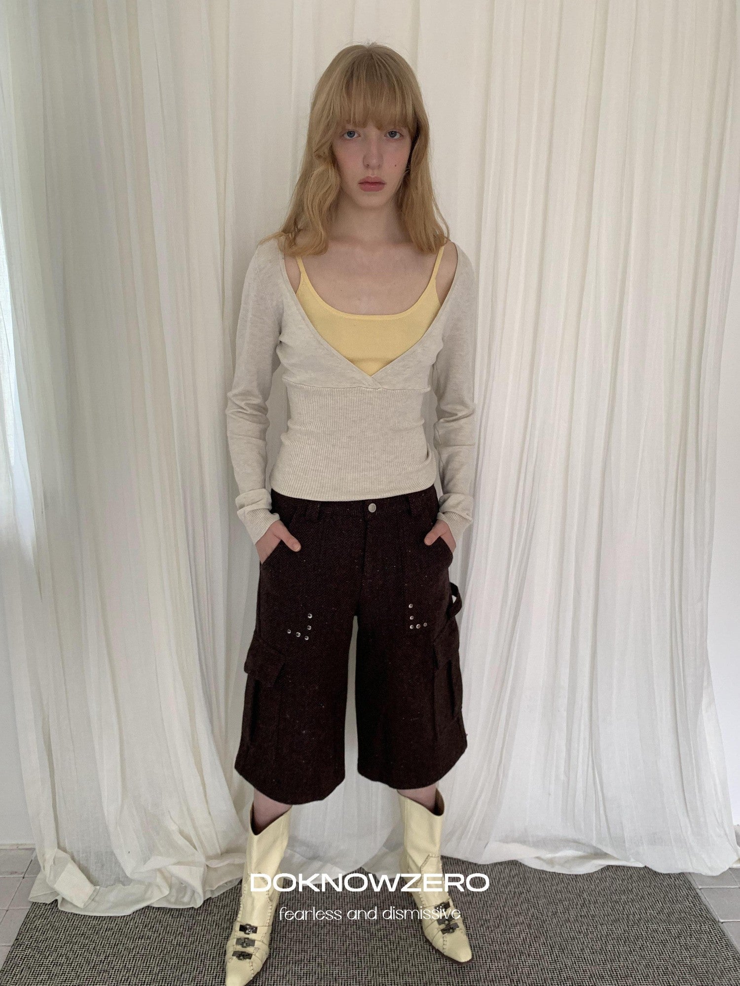 DKZ OFFICIAL Coffee Vintage Studded Workwear Women&