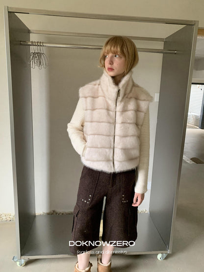 DKZ OFFICIAL Coffee Vintage Studded Workwear Women&