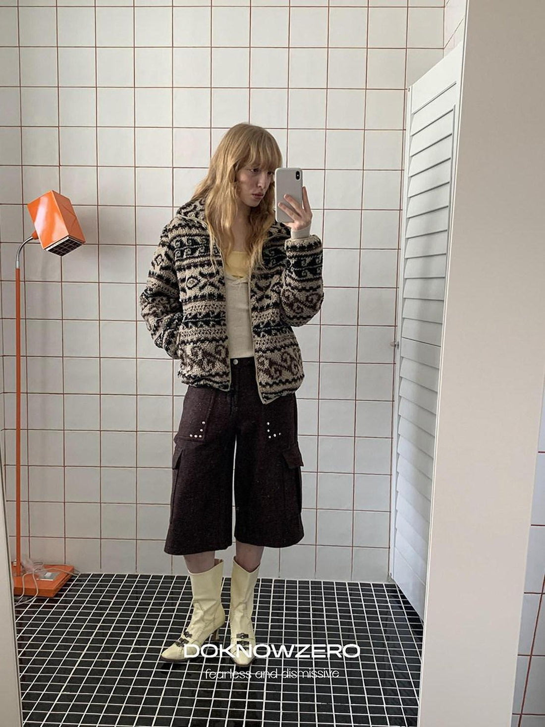 DKZ OFFICIAL Coffee Vintage Studded Workwear Women&