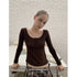 DKZ_OFFICIAL_Color_Block_Patchwork_Fake_Two_Piece_U_Neck_Women&