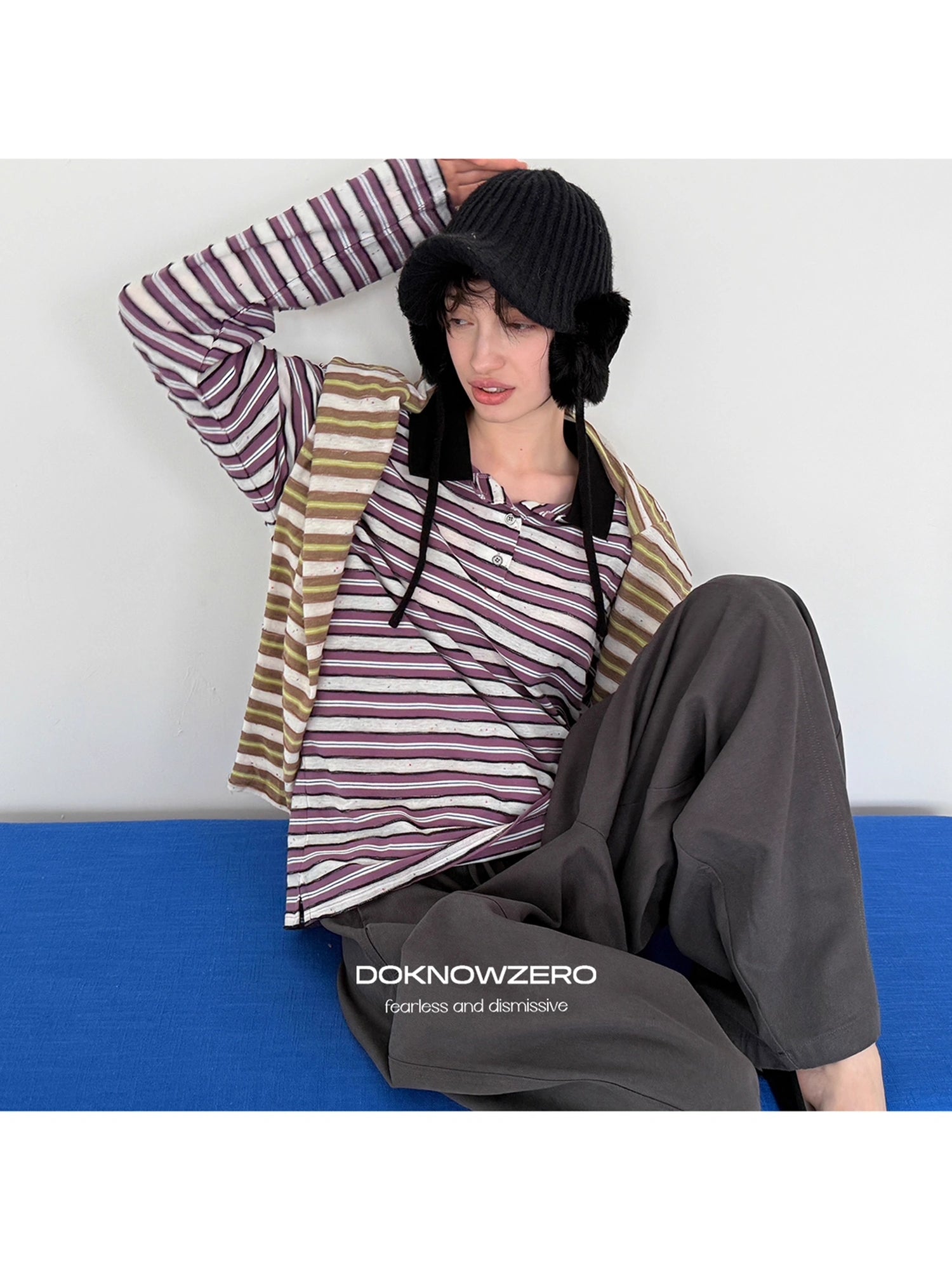 DKZ_OFFICIAL_Color_Block_Stripe_Polo_Collar_Long_Sleeve_T-Shirt_MISSTT