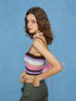 DKZ OFFICIAL Color Stripe Knit Vest With Draped Cardigan Set