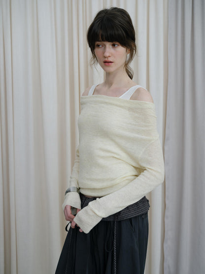 DKZ OFFICIAL Colorblock Faux Layered Drape Neck Women&