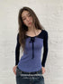 DKZ OFFICIAL Colorblock Slim Fit Raglan Sleeve Women&