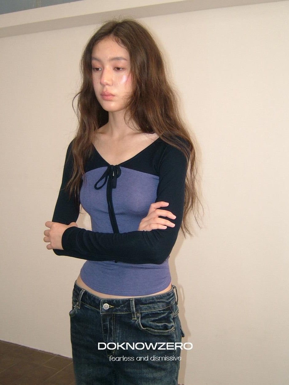 DKZ OFFICIAL Colorblock Slim Fit Raglan Sleeve Women&
