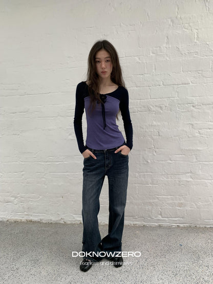 DKZ OFFICIAL Colorblock Slim Fit Raglan Sleeve Women&