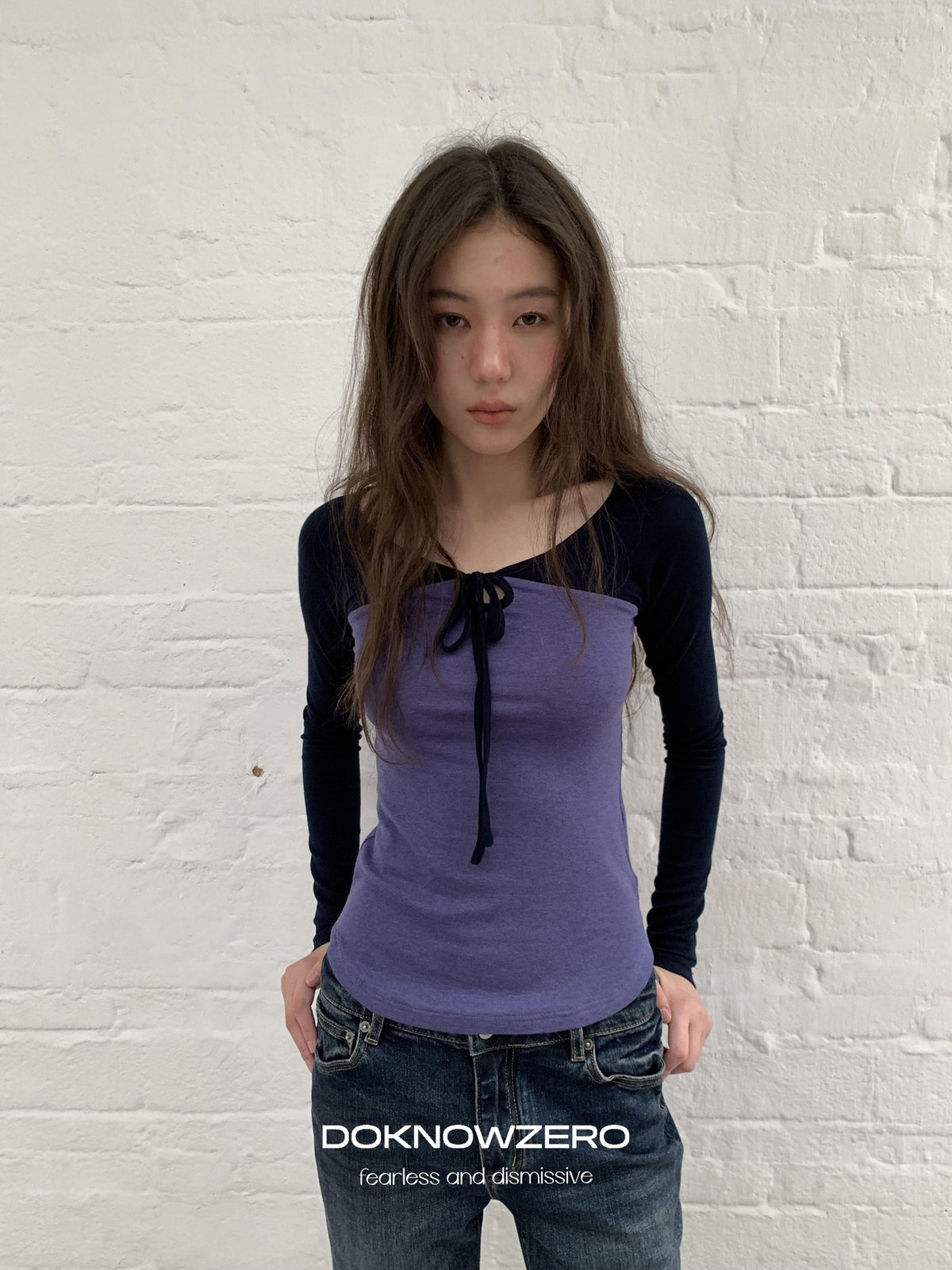 DKZ OFFICIAL Colorblock Slim Fit Raglan Sleeve Women&