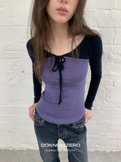 DKZ OFFICIAL Colorblock Slim Fit Raglan Sleeve Women&