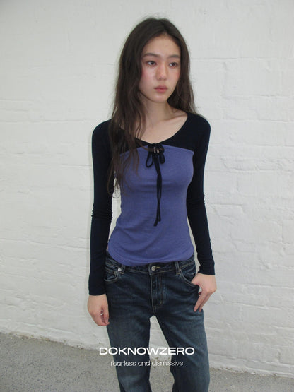 DKZ OFFICIAL Colorblock Slim Fit Raglan Sleeve Women&