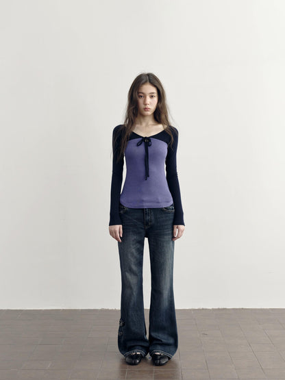 DKZ OFFICIAL Colorblock Slim Fit Raglan Sleeve Women&