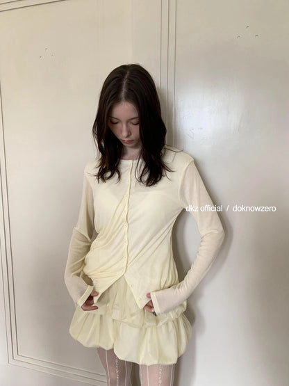 DKZ OFFICIAL Contrast Button Knit Cardigan In Lyocell