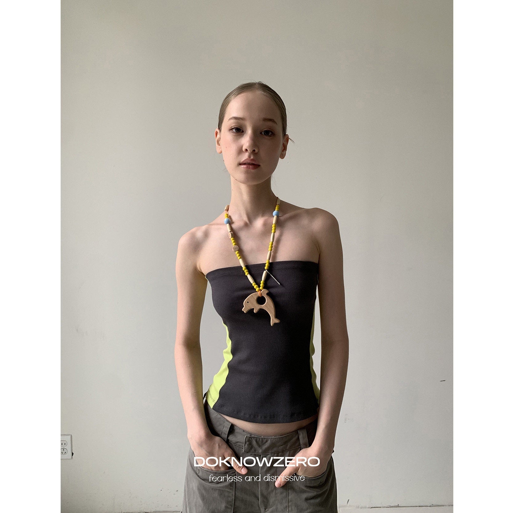 DKZ_OFFICIAL_Contrast_Color_Spliced_Slim_Sweet_Women&
