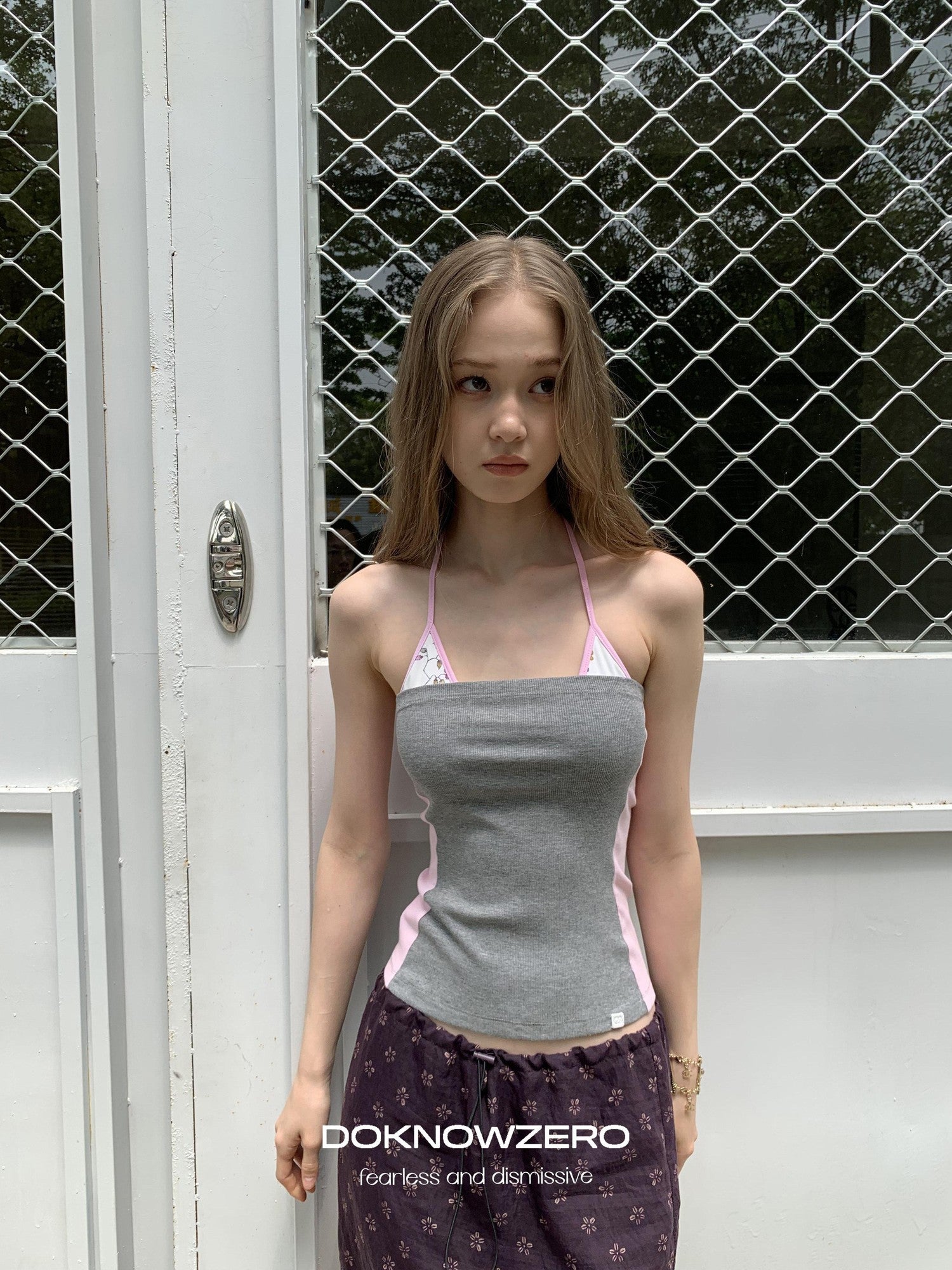 DKZ OFFICIAL Contrast Color Spliced Slim Sweet Women&