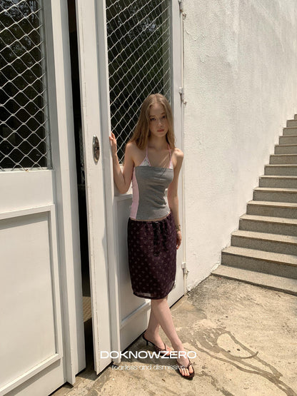 DKZ OFFICIAL Contrast Color Spliced Slim Sweet Women&