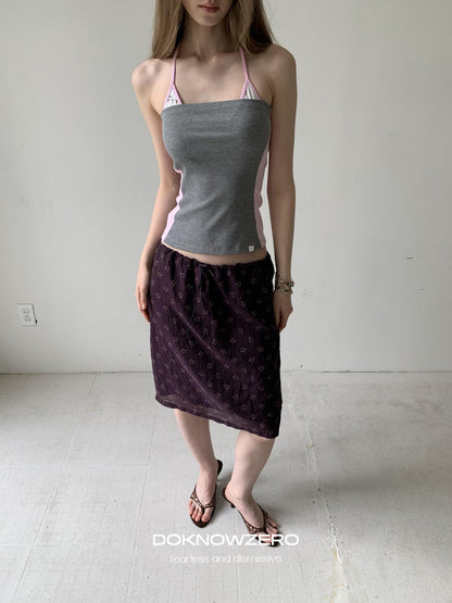 DKZ OFFICIAL Contrast Color Spliced Slim Sweet Women&