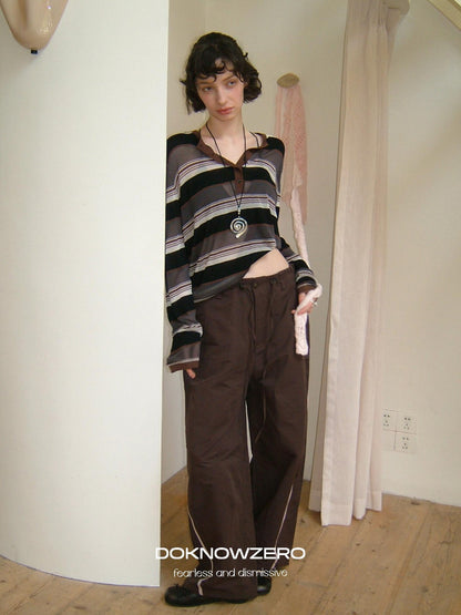 DKZ OFFICIAL Contrast Stripe Henley Vintage Women&