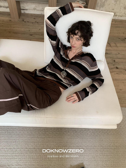DKZ OFFICIAL Contrast Stripe Henley Vintage Women&