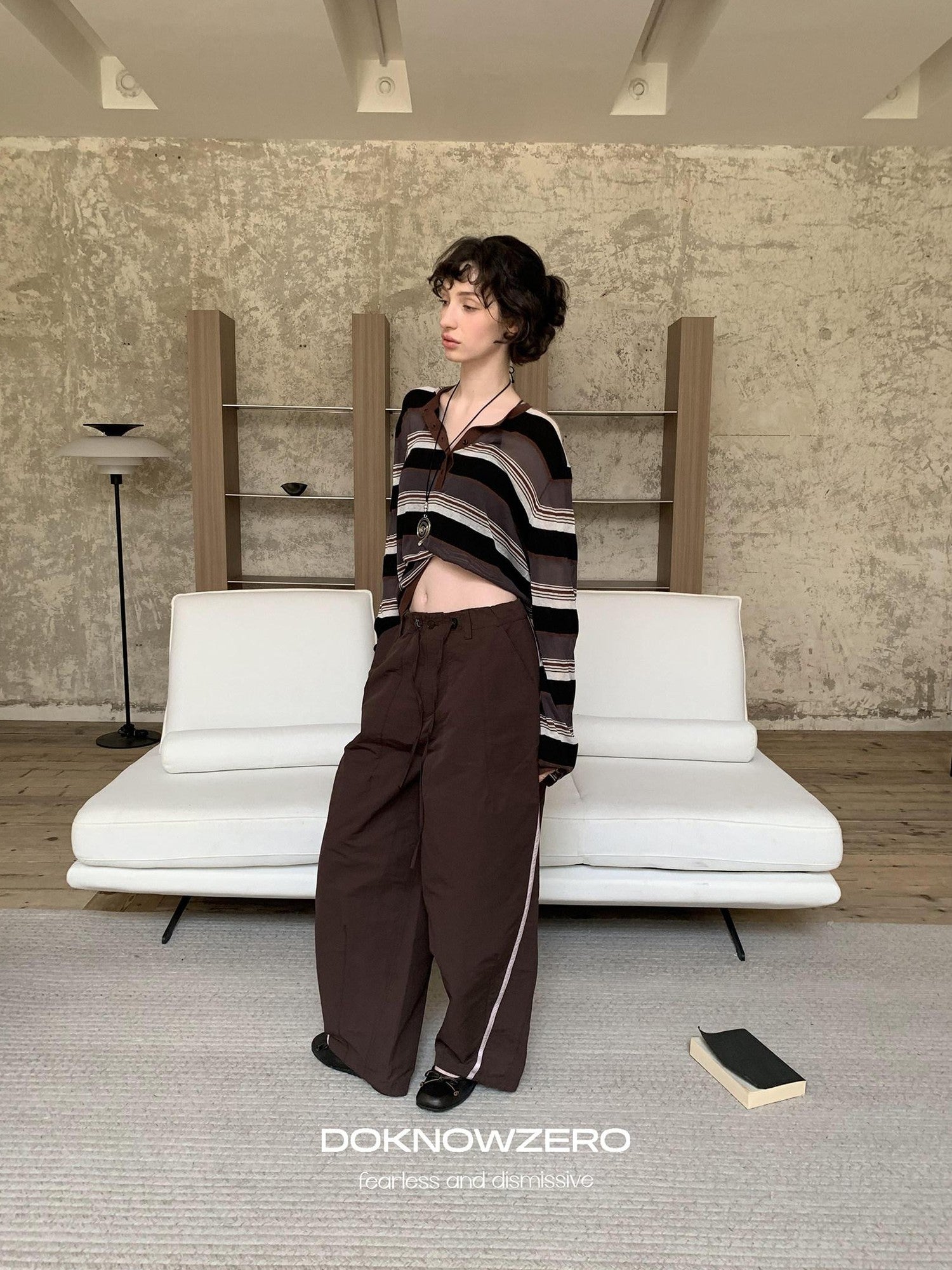 DKZ OFFICIAL Contrast Stripe Henley Vintage Women&