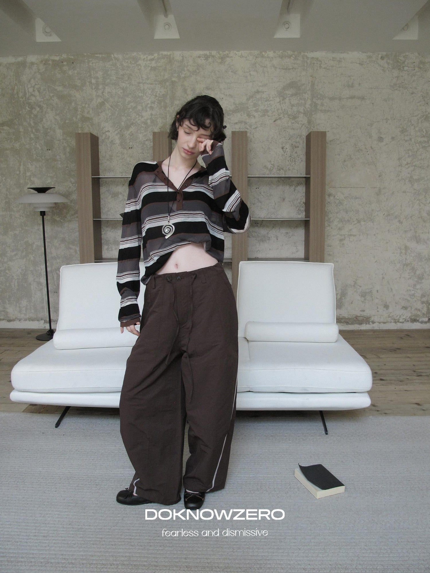 DKZ OFFICIAL Contrast Stripe Henley Vintage Women&