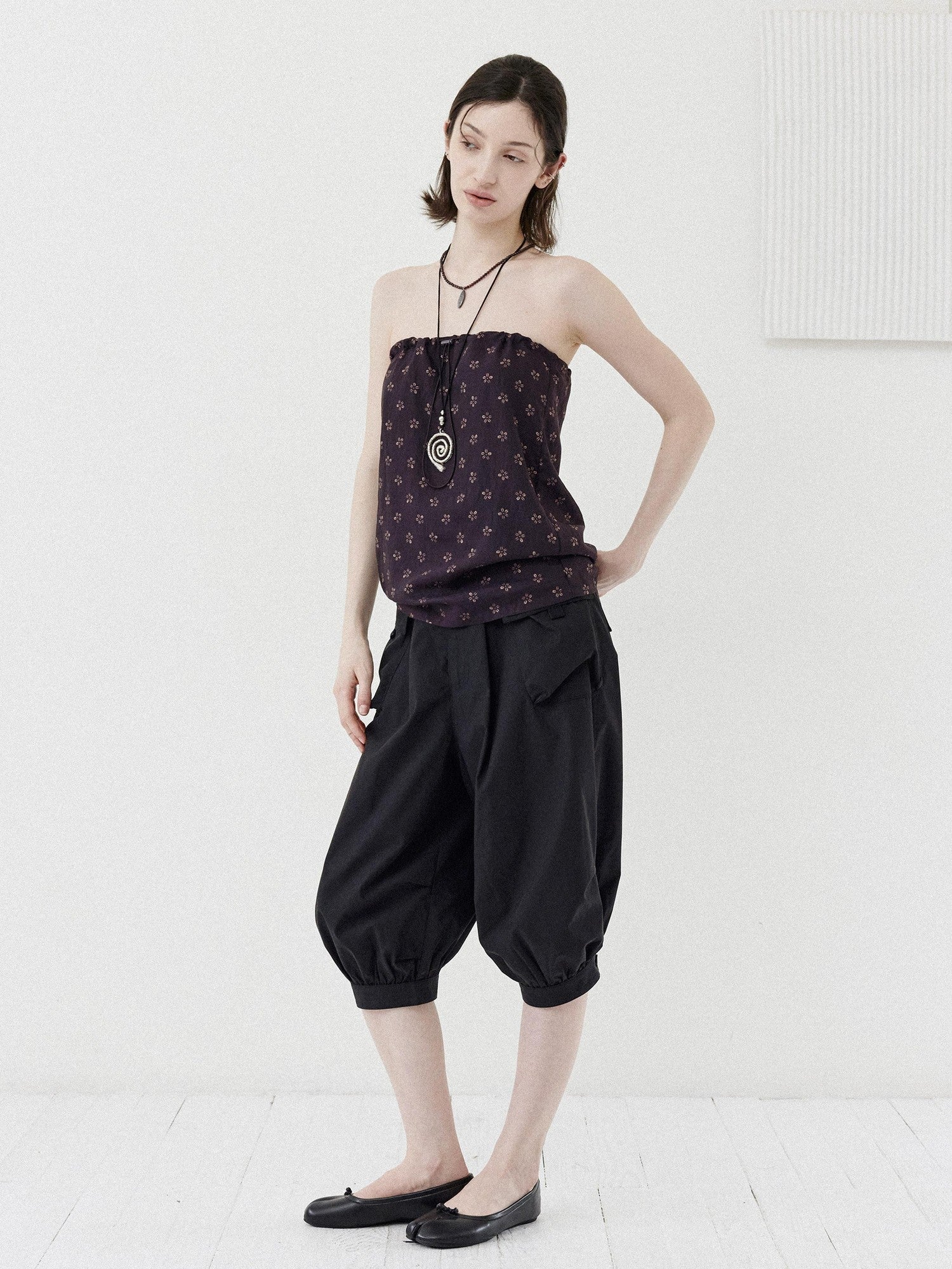 DKZ OFFICIAL Convertible Printed Drawstring Straight Cut Women&