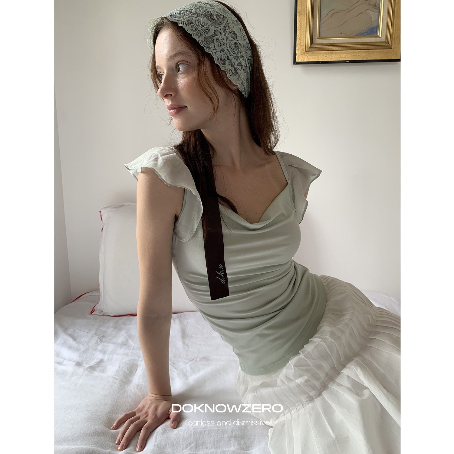 DKZ_OFFICIAL_Cowl_Neck_Slim_Fit_Small_Flutter_Sleeve_Women&