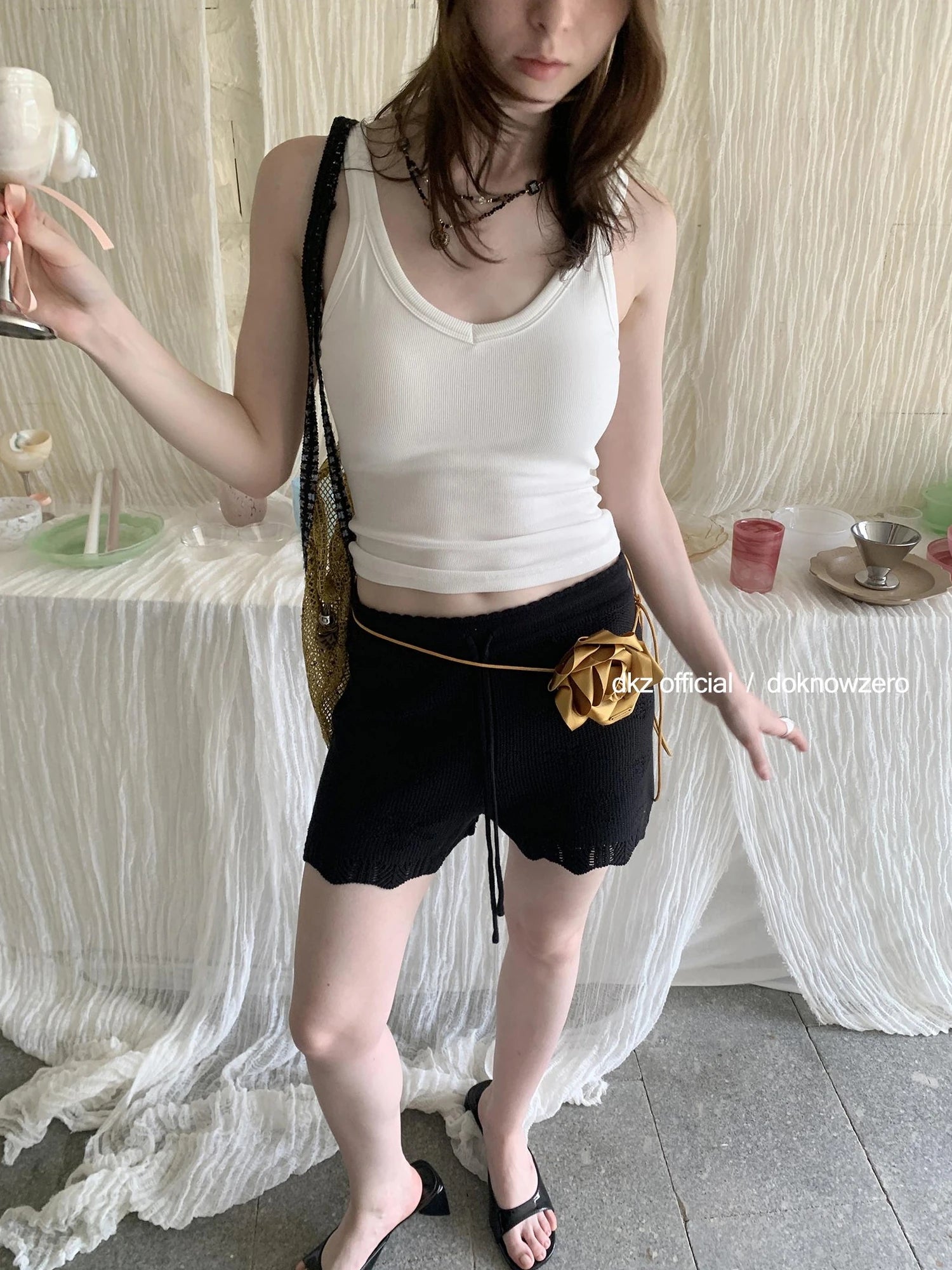 DKZ OFFICIAL Crochet Lace Summer Shorts Vacation Beach