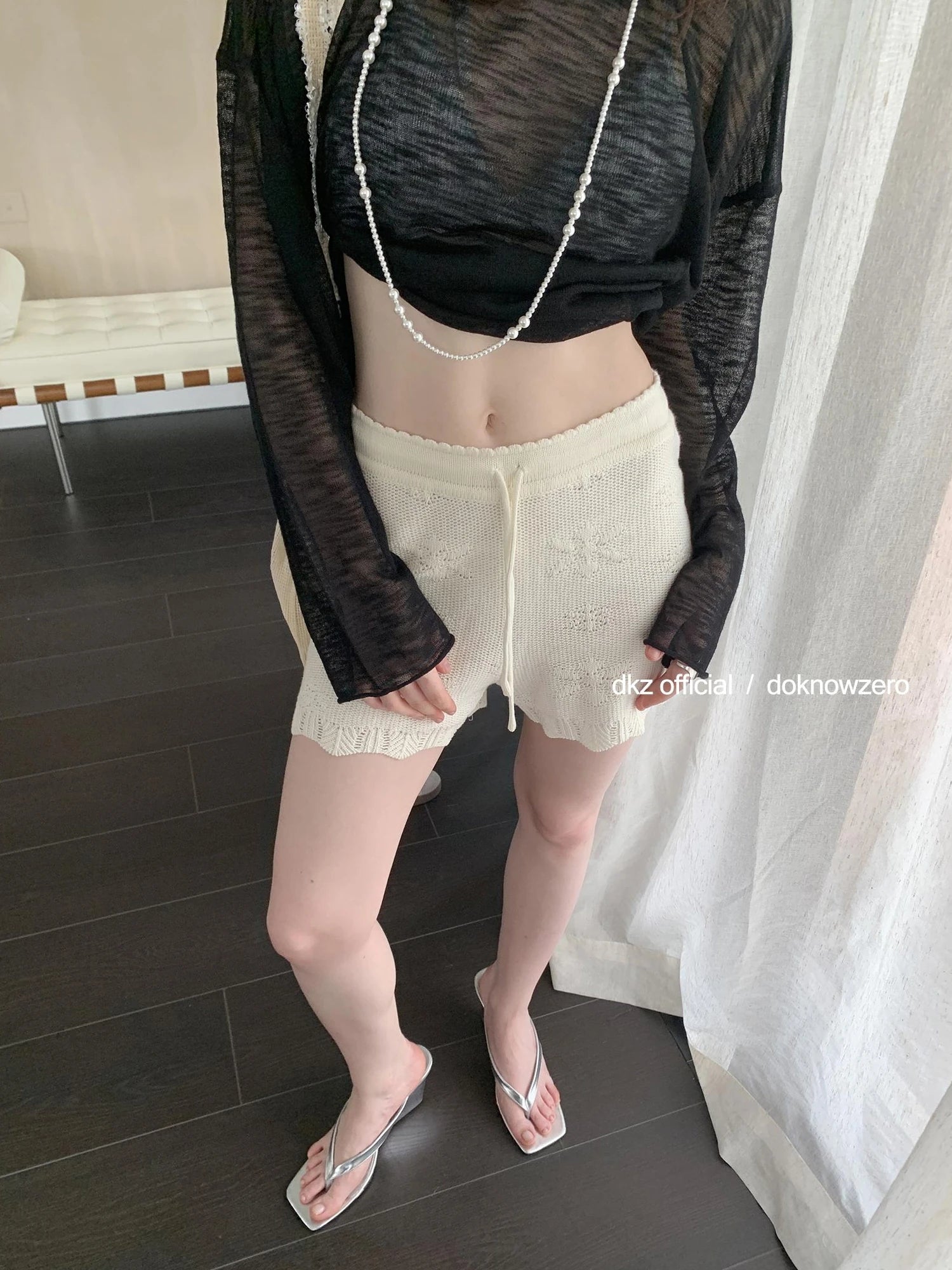 DKZ OFFICIAL Crochet Lace Summer Shorts Vacation Beach