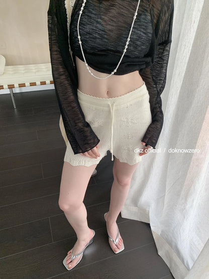 DKZ OFFICIAL Crochet Lace Summer Shorts Vacation Beach