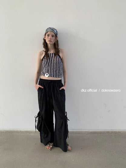 DKZ OFFICIAL Crochet Striped Deep Blue Summer Tank Top