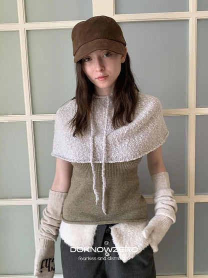 DKZ OFFICIAL Cropped Knit Hooded Layering Vest