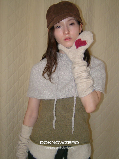 DKZ OFFICIAL Cropped Knit Hooded Layering Vest