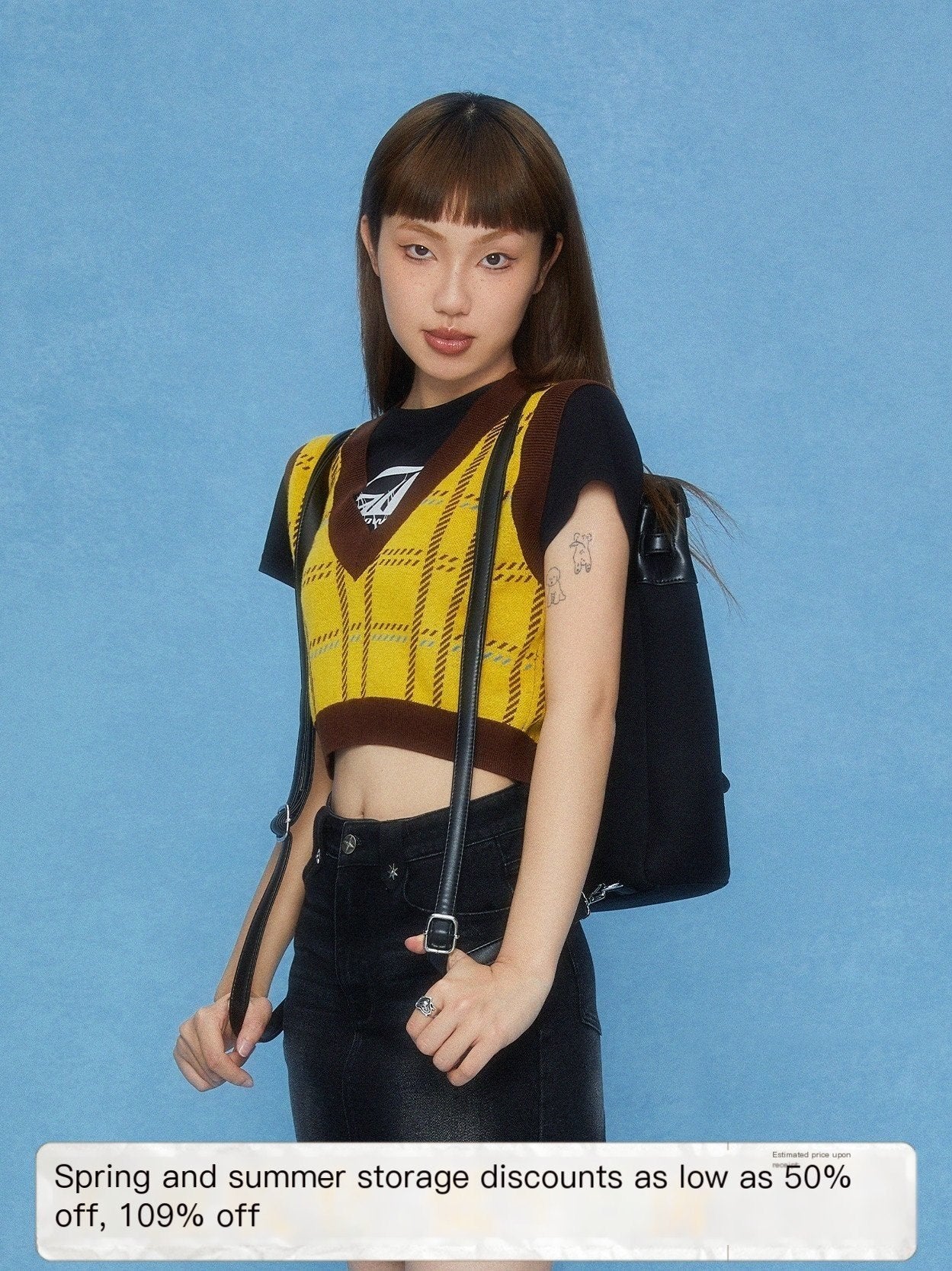 DKZ_OFFICIAL_Cropped_Plaid_V-neck_Sleeveless_Pullover_Women&